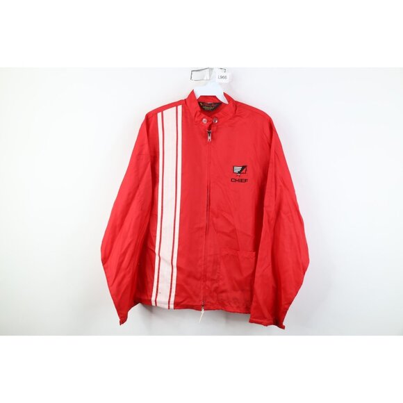 Vtg 60s 70s Mens Medium Chief Industries Grain Bins Cafe Racer Jacket Red USA
